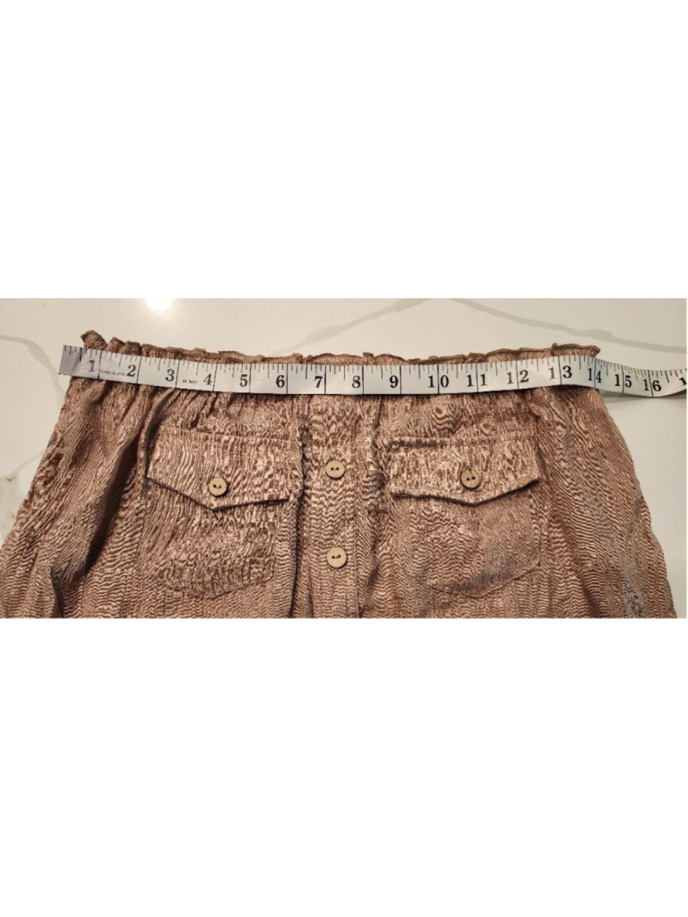 Mine Womens L Strapless Tube Top Beige Butterfly Embroidered Button Front NWOT - Picture 9 of 11